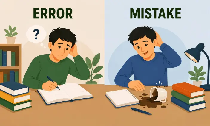 تفاوت error و mistake چیست؟