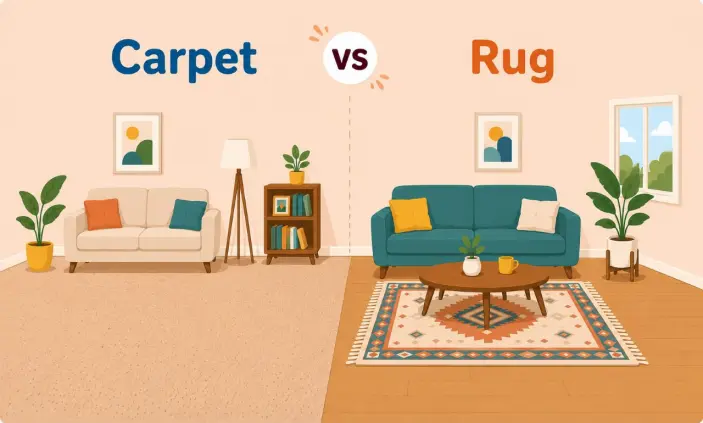 فرق بین rug و carpet