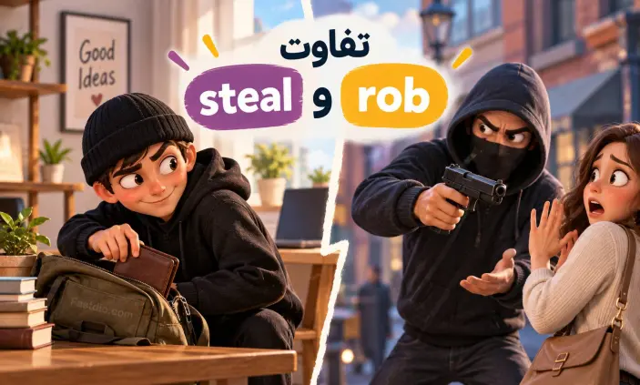تفاوت rob و steal