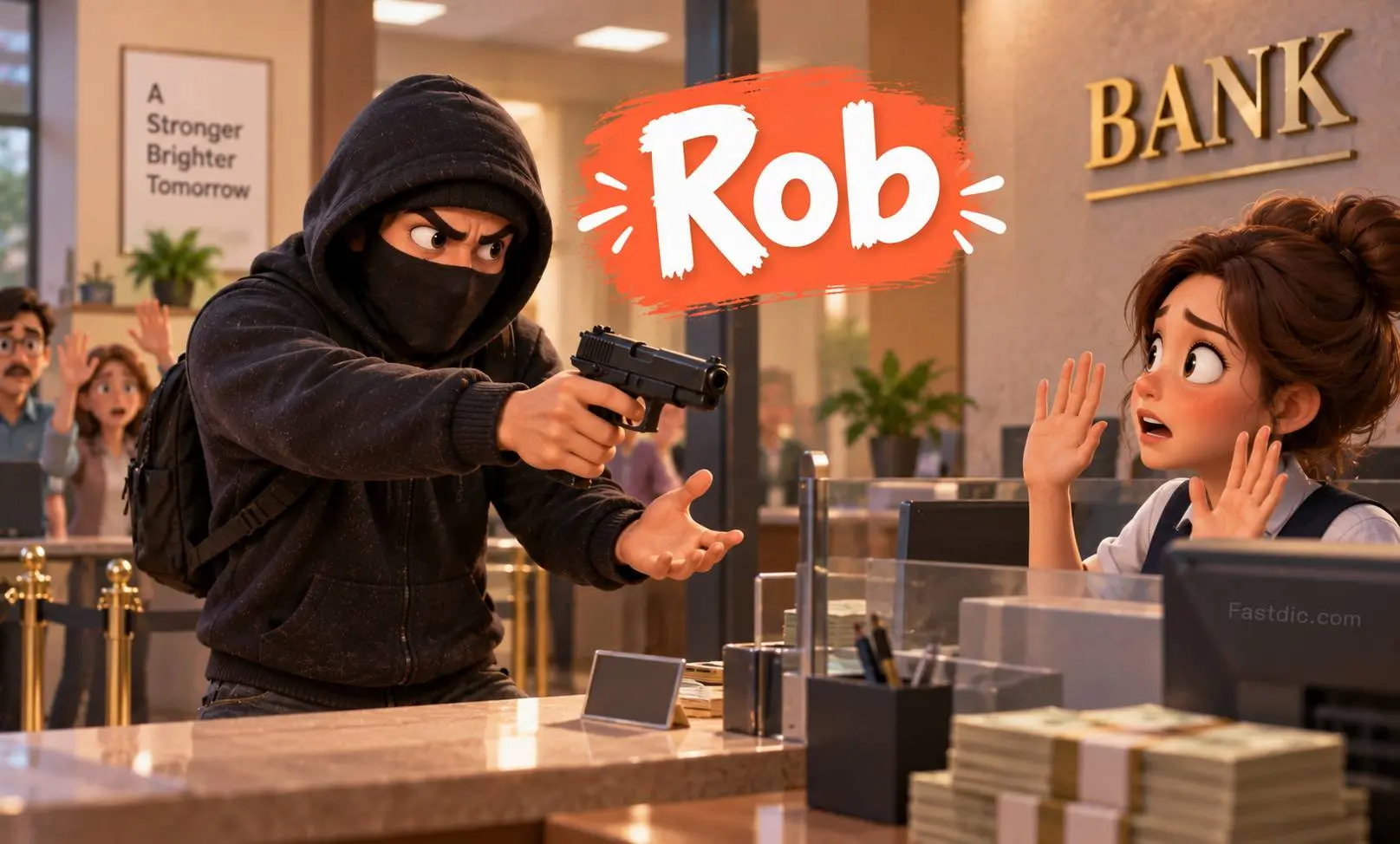 فرق rob و steal