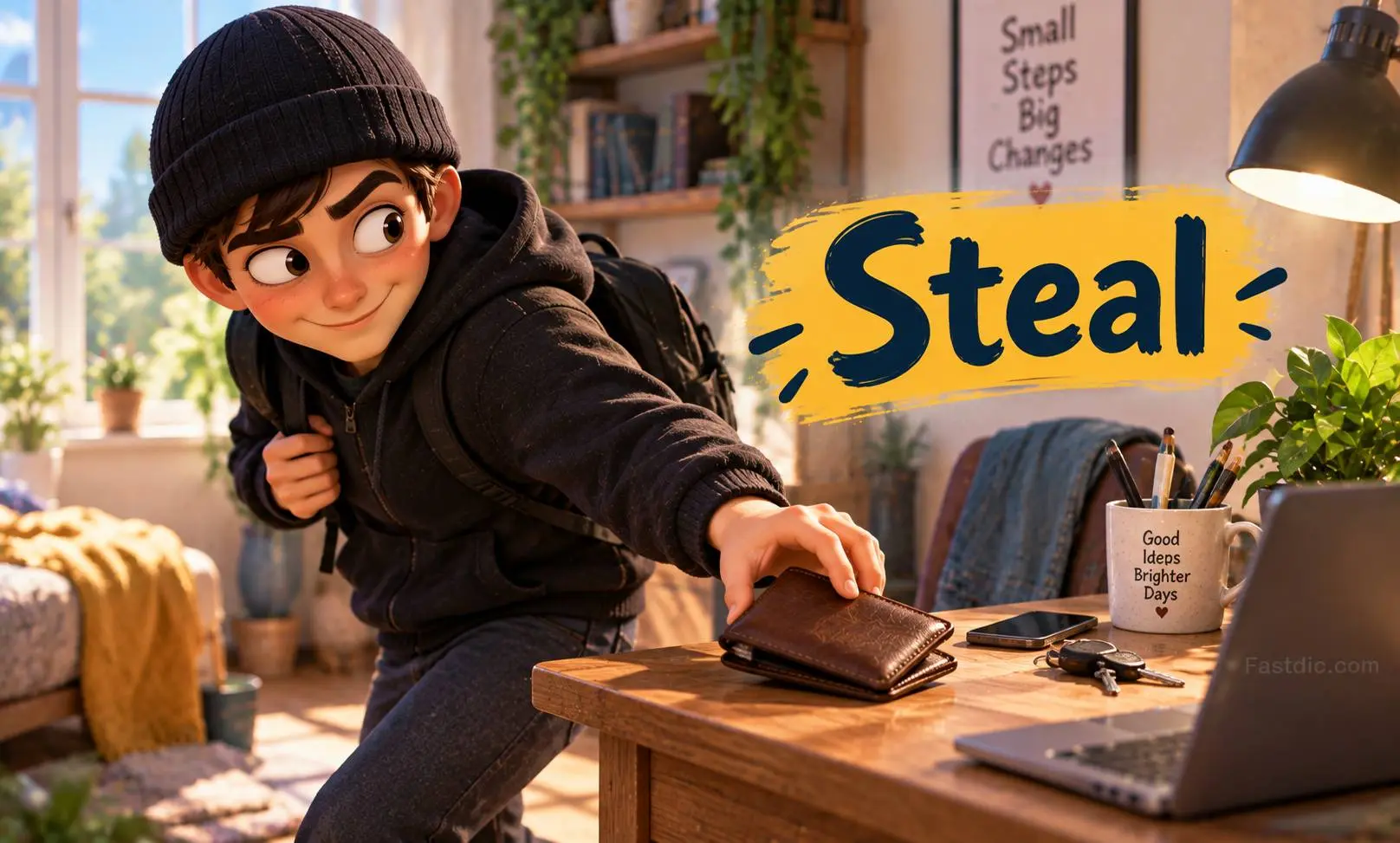 تفاوت بین rob و steal